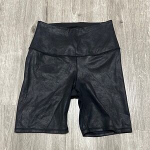 CALIA‎ Womens Black Faux Leather High Waisted Bike Shorts Size M